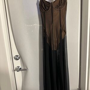 Norma Kamali sheer black corset underwire dress